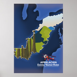 Appalachia Eastern United Staaten Reiseplan Poster