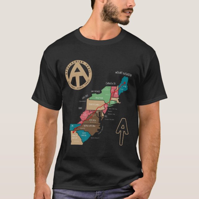 Appalachian Trail Hiking Map  T-Shirt (Vorderseite)