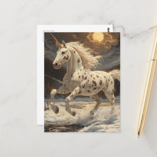 Appaloosa Einhorn auf dem Mondlicht Schneeberg Postkarte