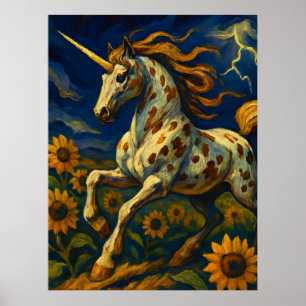 Appaloosa Einhorn im Sturm Poster