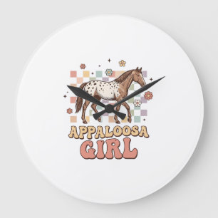 Appaloosa Mädchen Vintage Pferd Western T-Shirt De Große Wanduhr