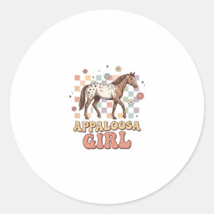 Appaloosa-Mädchen Vintage-Pferd Western-T-Shirt-De Runder Aufkleber