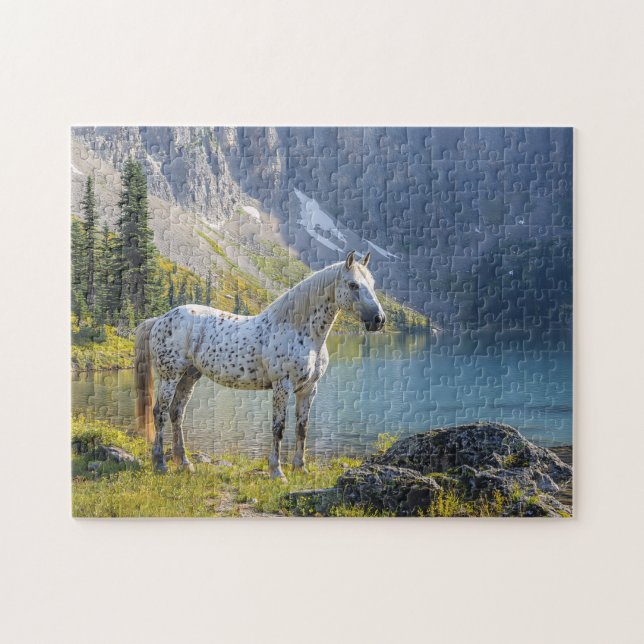 Appaloosa Pferd am See Landschaftlich Puzzle (Horizontal)