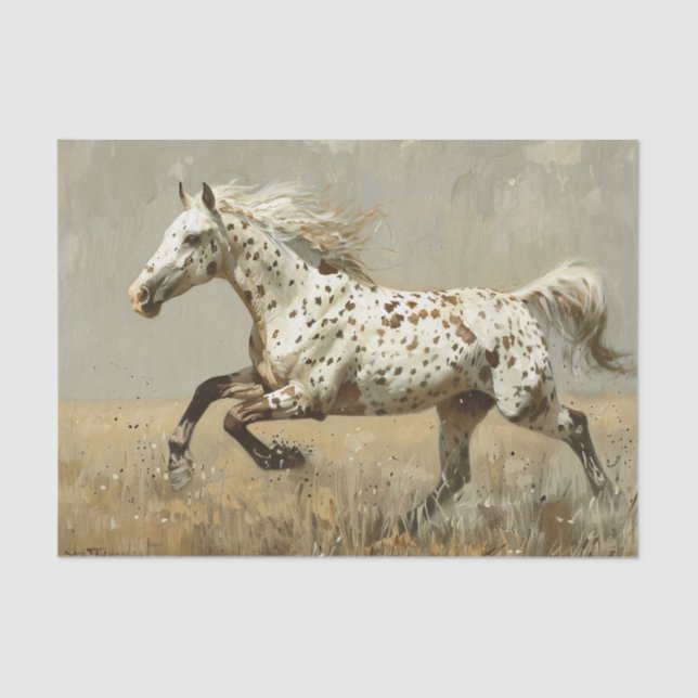Appaloosa Pferd läuft Ölgemälde Decoupage Seidenpapier (Vorderseite)