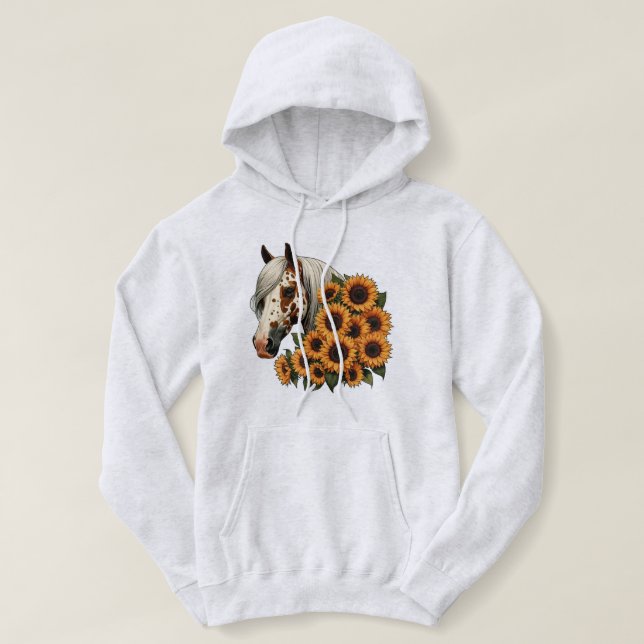 Appaloosa Pferd mit Sonnenblumen Hoodie (Design vorne)