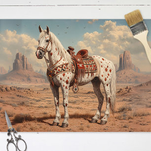 Appaloosa Pferde bemalt Wüste Landschaftliche Deco Seidenpapier