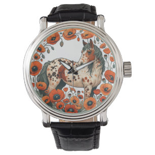 Appaloosa Pferde Mohn Appy Pferde Armbanduhr