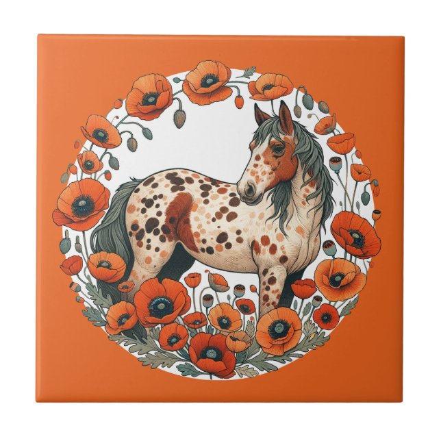 Appaloosa Pferde Mohn Appy Pferde Fliese (Vorderseite)
