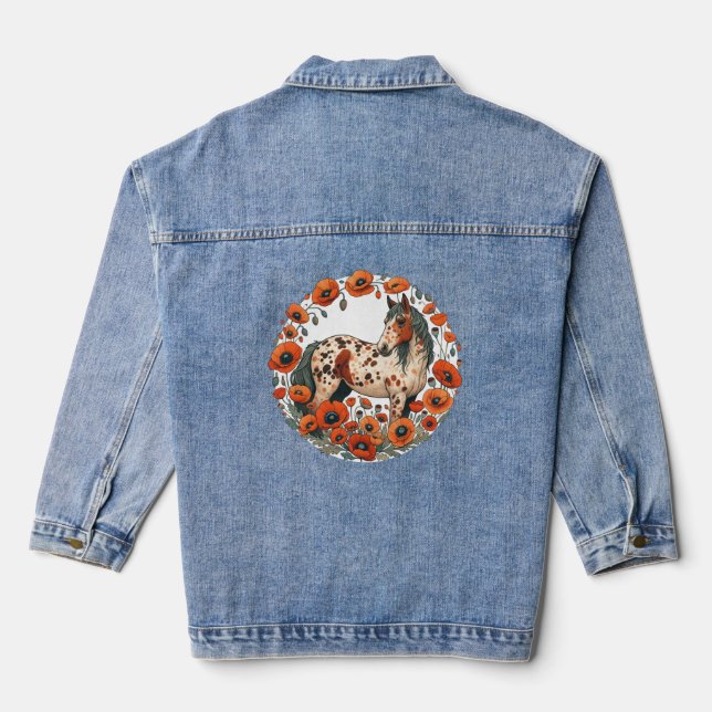 Appaloosa Pferde Mohn Appy Pferde Jeansjacke (Rückseite)