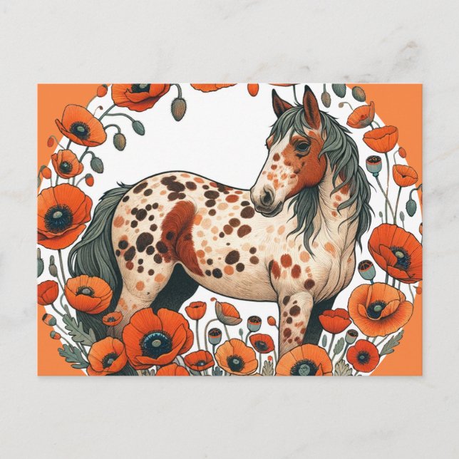 Appaloosa Pferde Mohn Appy Pferde Postkarte (Vorderseite)