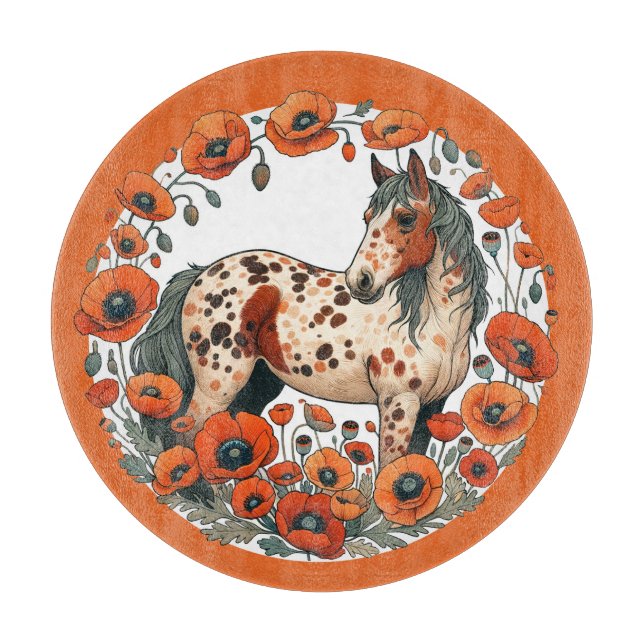 Appaloosa Pferde Mohn Appy Pferde Schneidebrett (Vorderseite)
