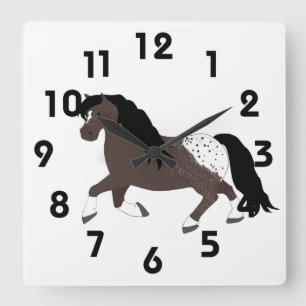 Appaloosa Pony Clock Quadratische Wanduhr