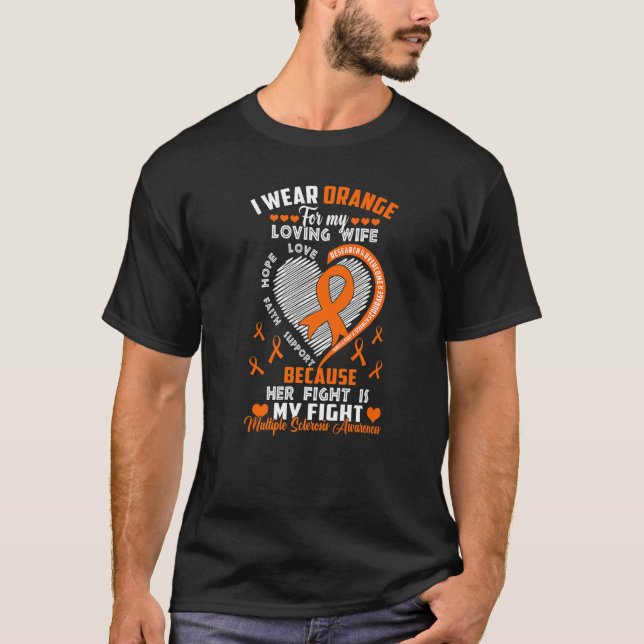Apparel Orange Ehefrau Multiple Sklerose Awarenes T-Shirt (Vorderseite)