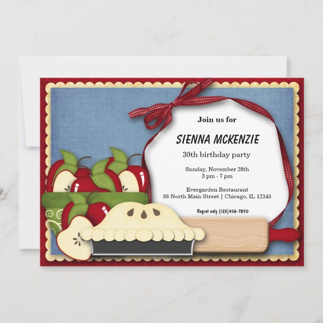 Appel Pie Birthday Einladung (Vorderseite)