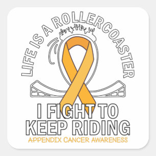 Appendix cancer awareness amber ribbon quadratischer aufkleber