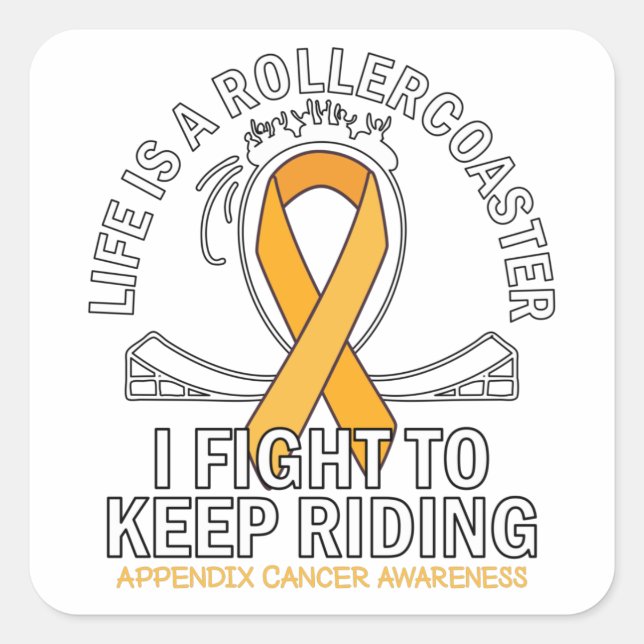 Appendix cancer awareness amber ribbon quadratischer aufkleber (Vorderseite)