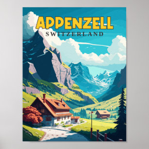 Appenzell Schweiz Vintage Illustration Poster