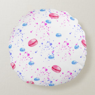 Appetitive Makaronen in Aquarellfarben-Spritzern Rundes Kissen