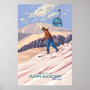 Appi Kogen Japan Skireise Werbeplakat Poster