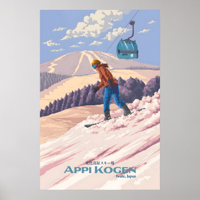 Appi Kogen Japan Skireise Werbeplakat Poster (Vorne)