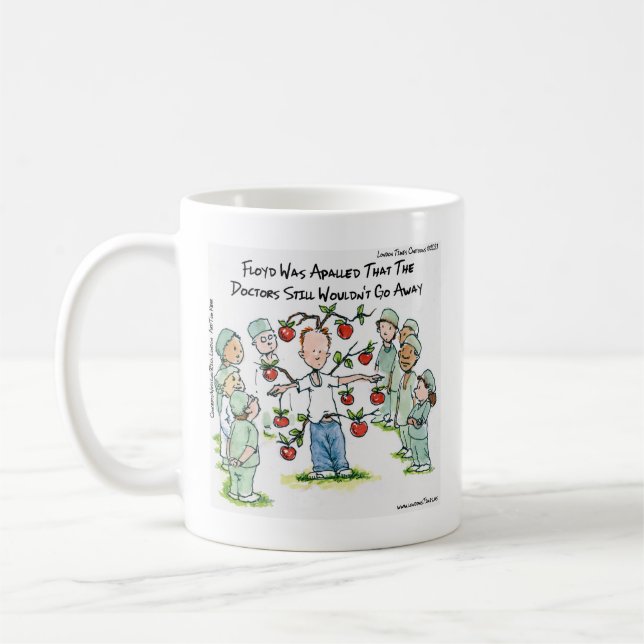 Apple A Day Funny Cartoon Rick London Kaffeetasse (Links)