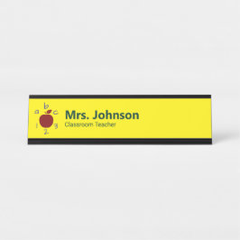Apple ABC 123 Gelbe Lehrerin Name und Jobbezeichnu Schreibtischnamensplakette