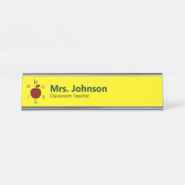 Apple ABC 123 Gelbe Lehrerin Name und Jobbezeichnu Schreibtischnamensplakette