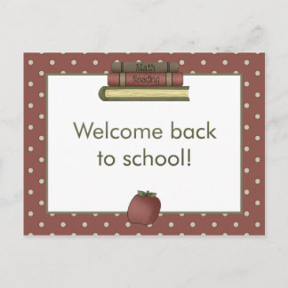Apple and Book Welcome Back to School Postcard Postkarte