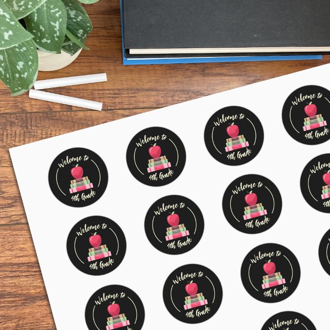 Apple and Books Chalkboard Back-to-School Sticker (Apple and books faux chalkboard back-to-school sticker sheet .)