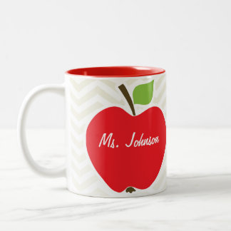 Apple auf beige Zickzack; Zickzack Zweifarbige Tasse