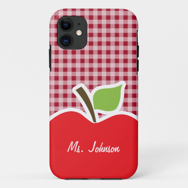 Apple auf Carmine Red Gingham Case-Mate iPhone Hülle (Rückseite)