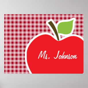 Apple auf Carmine Red Gingham Poster