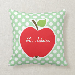 Apple auf Celadon Green Polka Dots Kissen