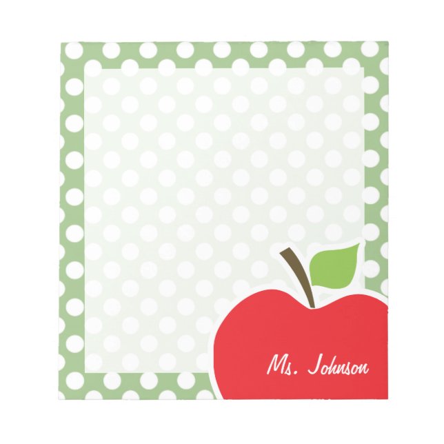 Apple auf Laurel Green Polka Dots Notizblock (Vorderseite)