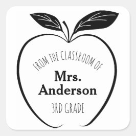 Apple aus dem Klassenzimmer von Personalisiert Quadratischer Aufkleber