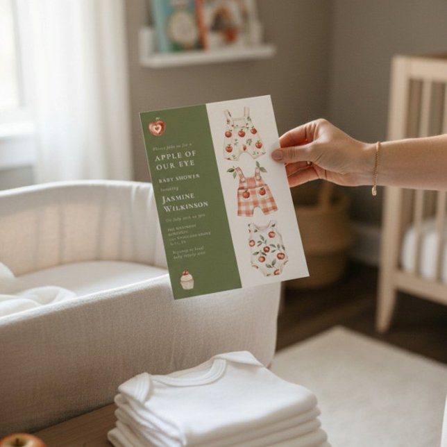 Apple Baby Dusche Grün und Rot Einladung (Von Creator hochgeladen)