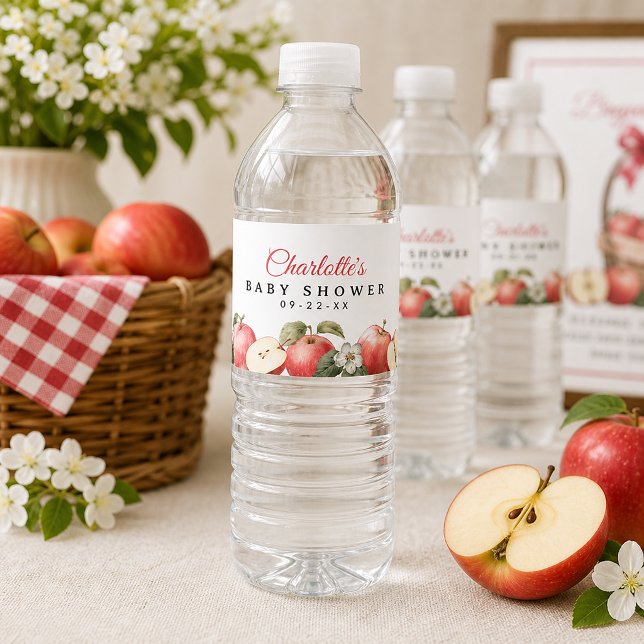 Apple Baby Dusche Wasserflaschenetikett (Apple baby shower theme )