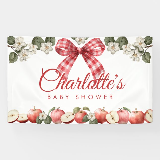 Apple Baby Shower Banner mit Gingham Bow (Horizontal)