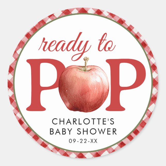 Apple Baby Shower Bereit zum Pop Red Sticker (Vorderseite)