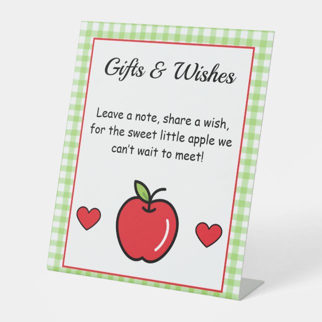 Apple Baby Shower Pedestal Schild (Vorderseite)