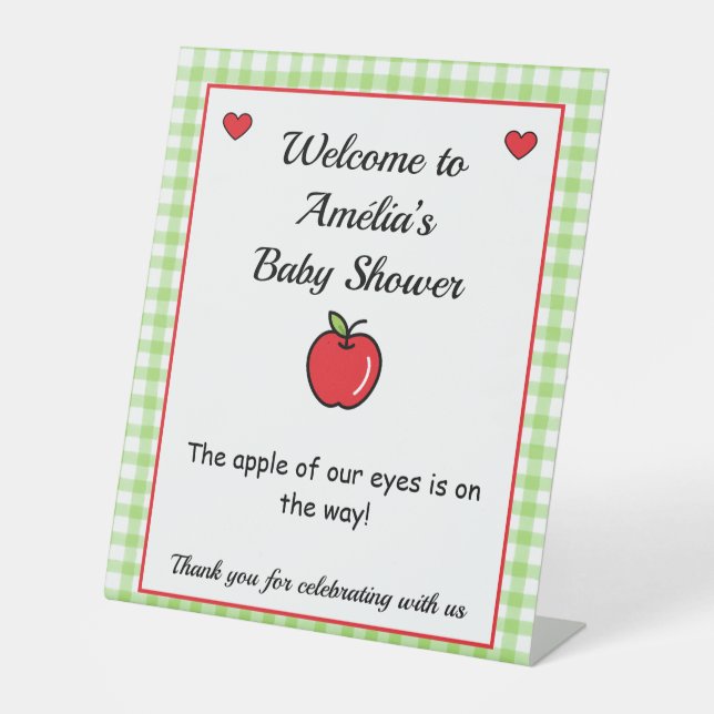 Apple Baby Shower Pedestal Schild (Vorderseite)