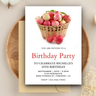 Apple Basket Birthday Party Einladung