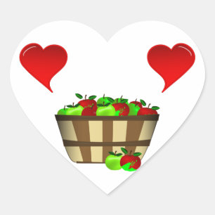 Apple Basket-Liebe Herz-Aufkleber