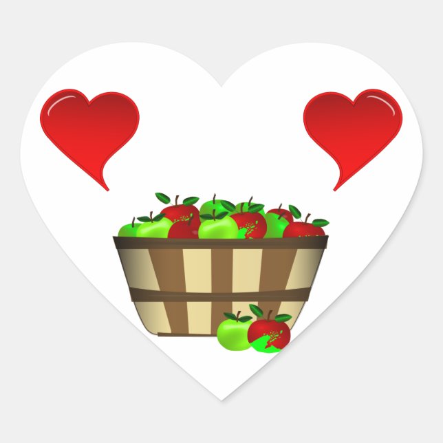 Apple Basket-Liebe Herz-Aufkleber (Vorderseite)
