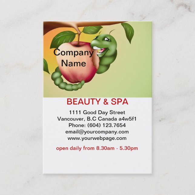 Apple Beauty Wellness-Center Salon Business Card Visitenkarte (Vorderseite)