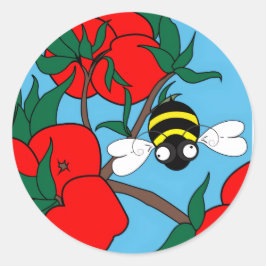 Apple Bee Round Sticker