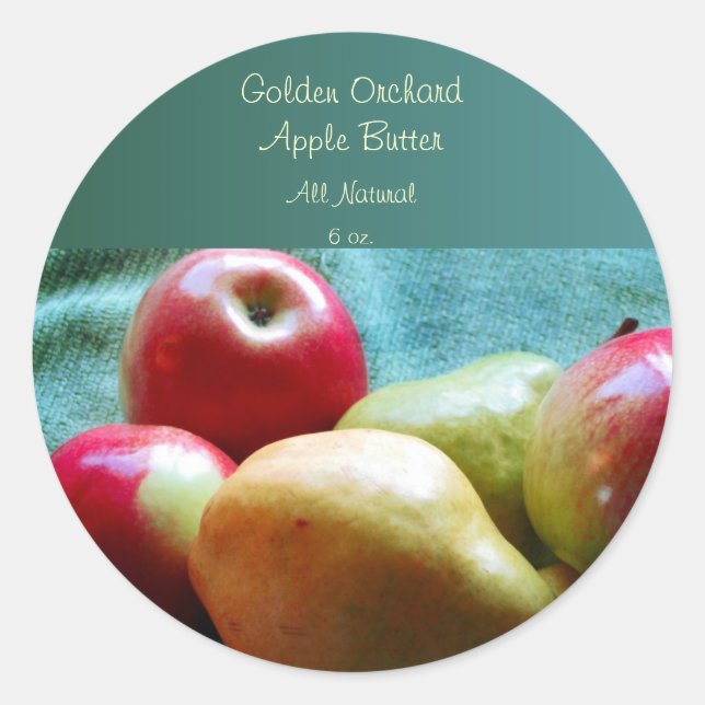 Apple Birne Delight Canning Labels Runder Aufkleber (Vorderseite)