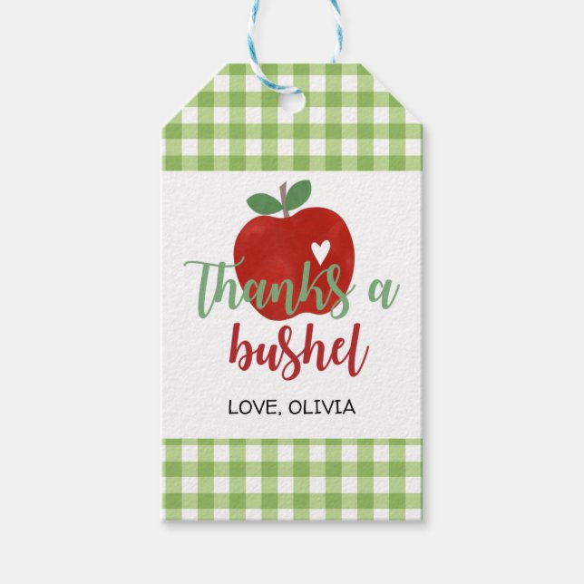 Apple Birthday Dank an Bushel Favor Geschenktag Geschenkanhänger (Vorderseite)