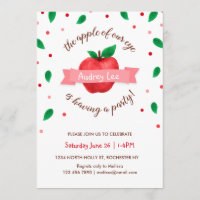 Apple Birthday Party Einladung "Apfel unseres Auge