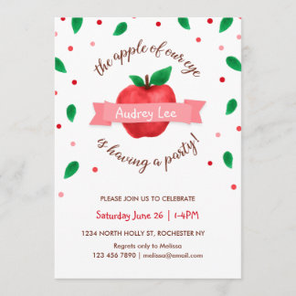 Apple Birthday Party Einladung "Apfel unseres Auge